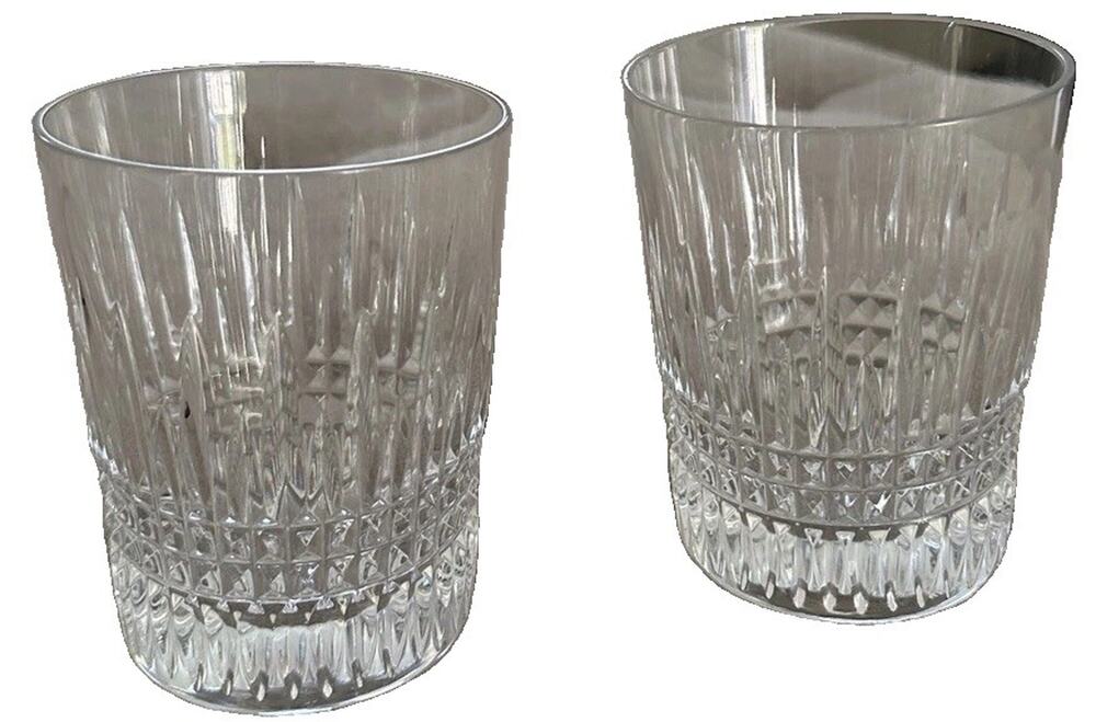Set Of 2 Waterford Lismore Diamond Double Old Fashioned Glass 4 3/8" Crystal
